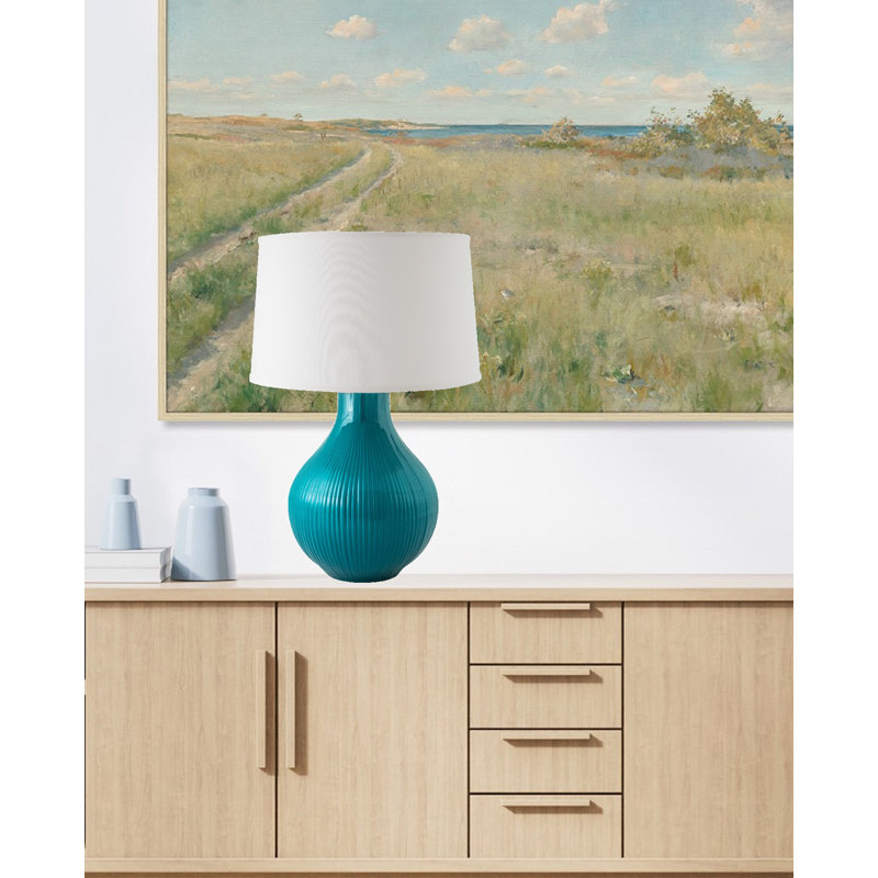 Erich Ceramic Table Lamp, Gloss Ocean