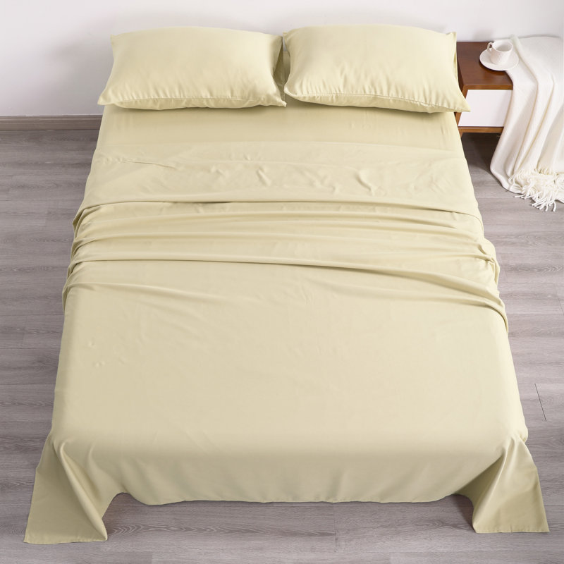 4PC 1800 Series Soft Microfiber Sheet Set, California King Sheet Set with 2 Pillowcases, Light Tuape