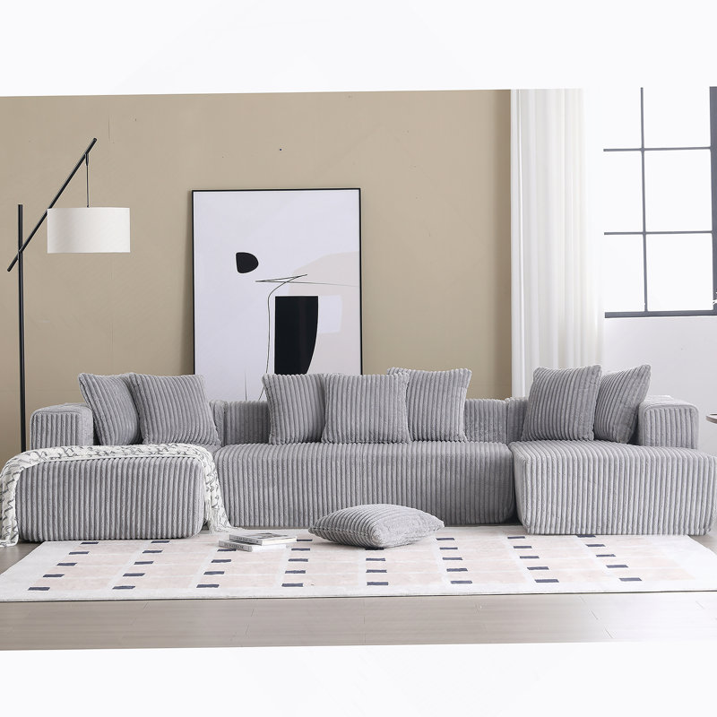 Canapé modulaire rembourré confortable pour le salon, polyvalent et élégant, Gris