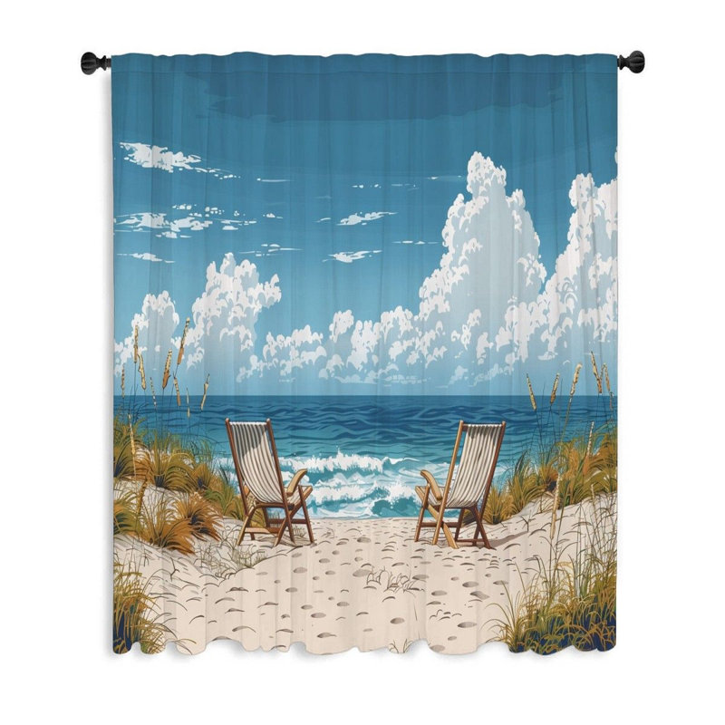 Rideaux de plage relaxants, voilages et voilages - 1 panneau, L 50 po x L 96 po