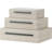 Set Of 3 Modern Shagreen Decorative Storage Boxes With Metal Handles – Faux Leather Stackable Nesting Jewellery Organizer With Velvet Lining