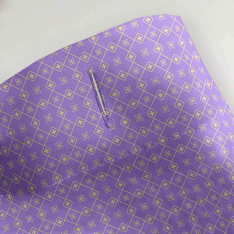 Rideau simple à deux napperons, Mauve / Jaune