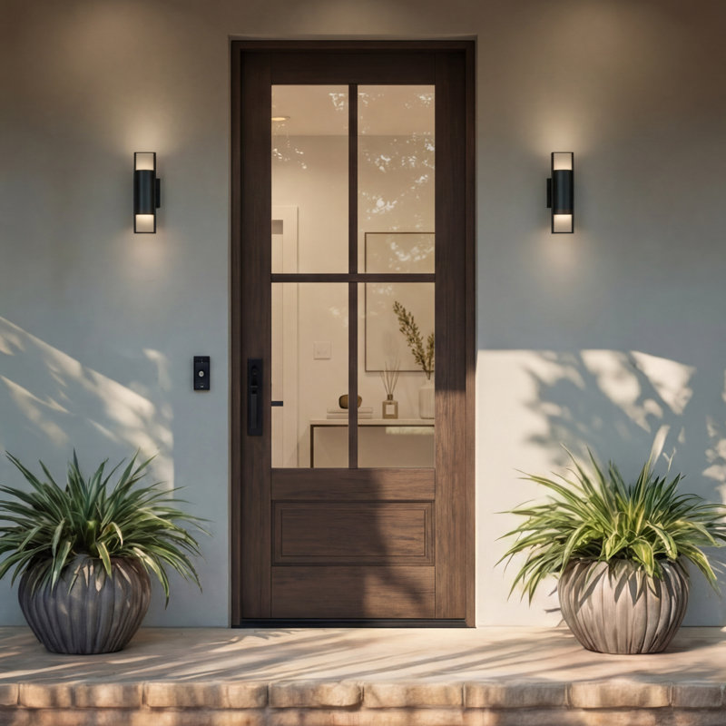 80" Slab Mahogany Exterior Door, SDL 4 Lite, 3/4 Lite, 1 Panel, Unfinished, 36 po x 96 po [porte de 36 po]