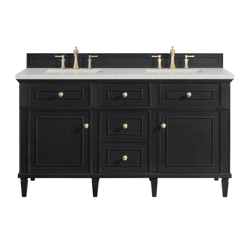 Lorelai 60'' W Double Vanity, Lime Delight Silestone, Black Onyx, 8" Widespread
