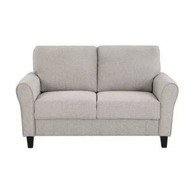 Modern Transitional Sand Hued Textured Fabric Upholstered 1Pc Loveseat Attached Cushion Living Room Furniture