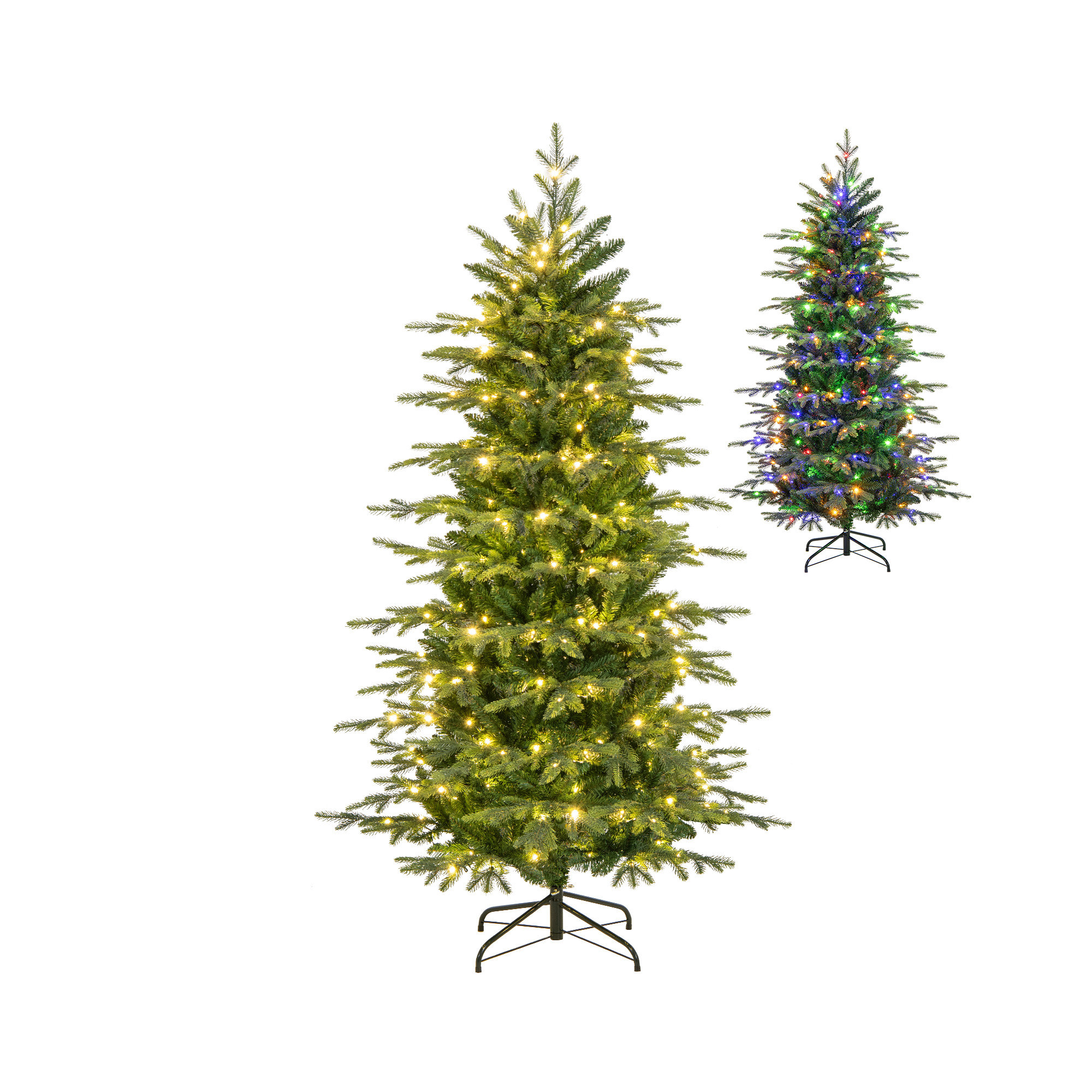 Pre-lit Artificial Christmas Tree Hinged Xmas Tree w/ Branch Tips Multicolored LED Lights, 6'