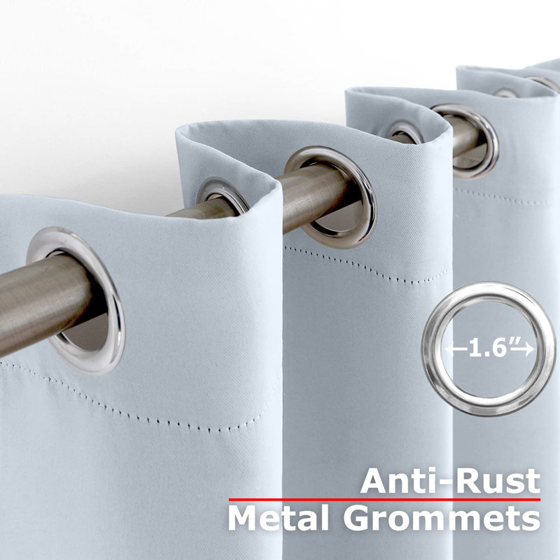 Rideau simple obscurcissant et isolant avec œillets, Gris acier, l 46 po x L 84 po