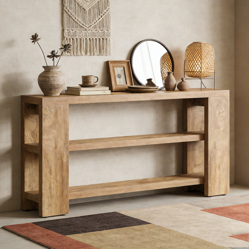 Wooden 3-Tier Console Table Sofa Foyer Table