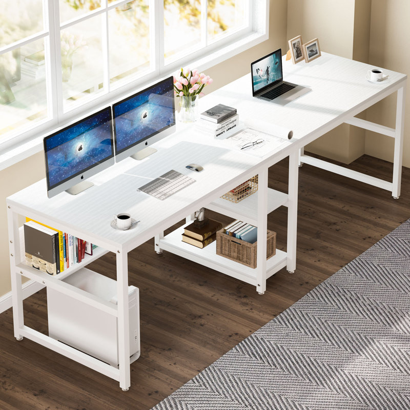 Rigueiro Metal Base Computer Desk, White
