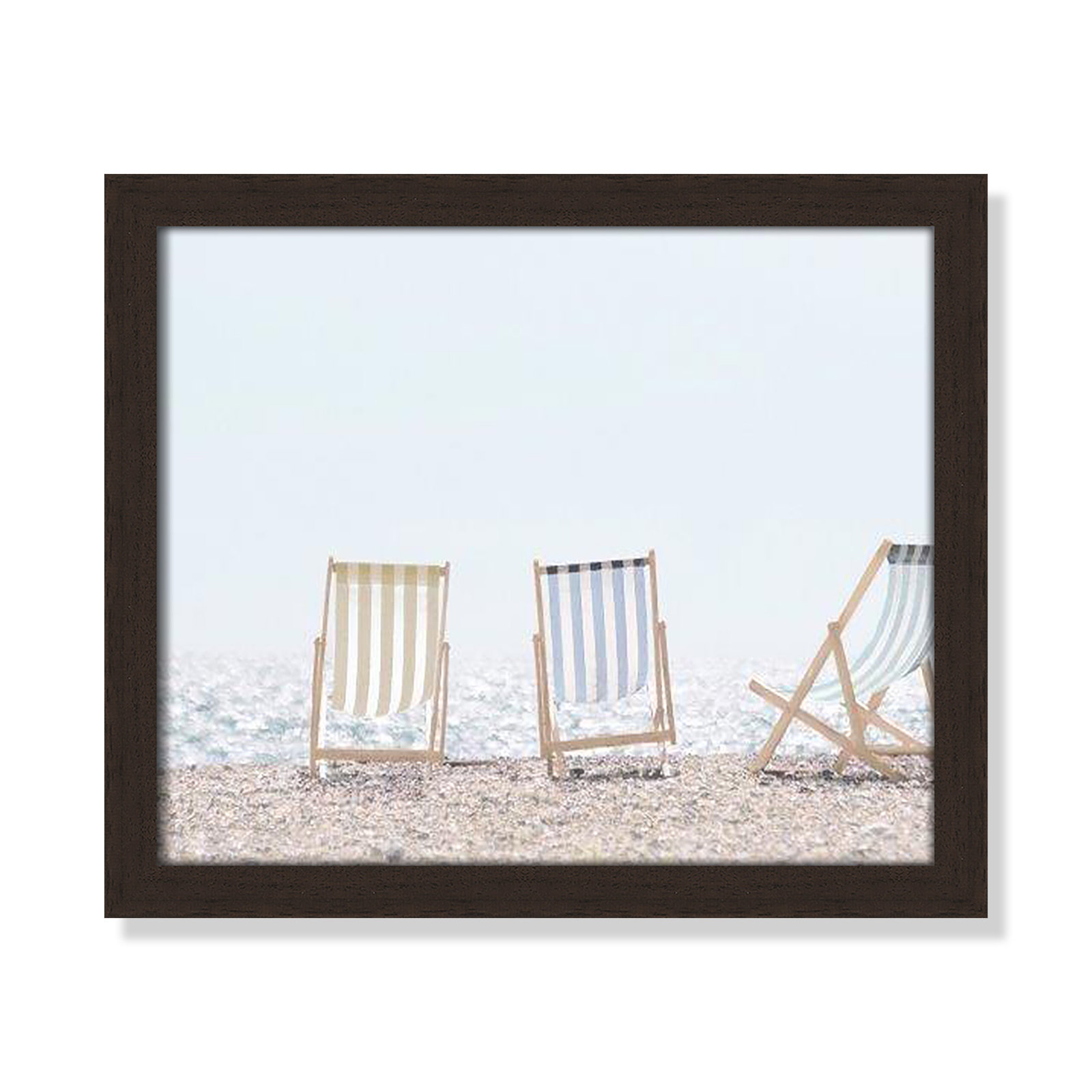 Adriatica "Beach Chairs" Print by Leah Straatsma, 13" H x 15" W x 1.25" D, Open Grain Walnut