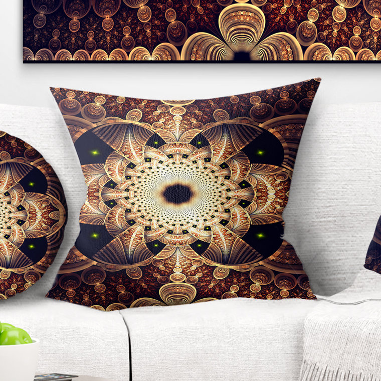 Oreiller numerique à motif floral fractal, 16 po x 1 po, Coussin décoratif