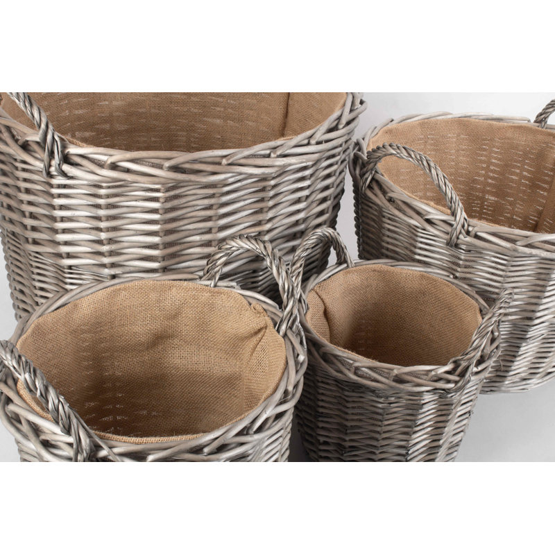 Jagger 4 Piece Wicker Lined Log Basket Set