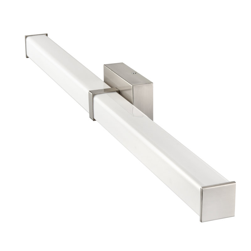 Tron 4.3 Inch Tall  Intregrated LED Bathroom Vanity Light with White Shade, Brushed Nickel