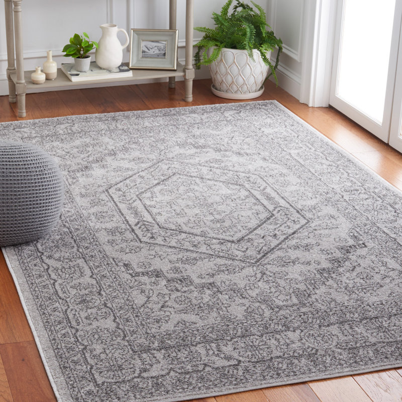 Crowborough Oriental Light Gray/Dark Gray Area Rug, Rectangle 8' x 10'