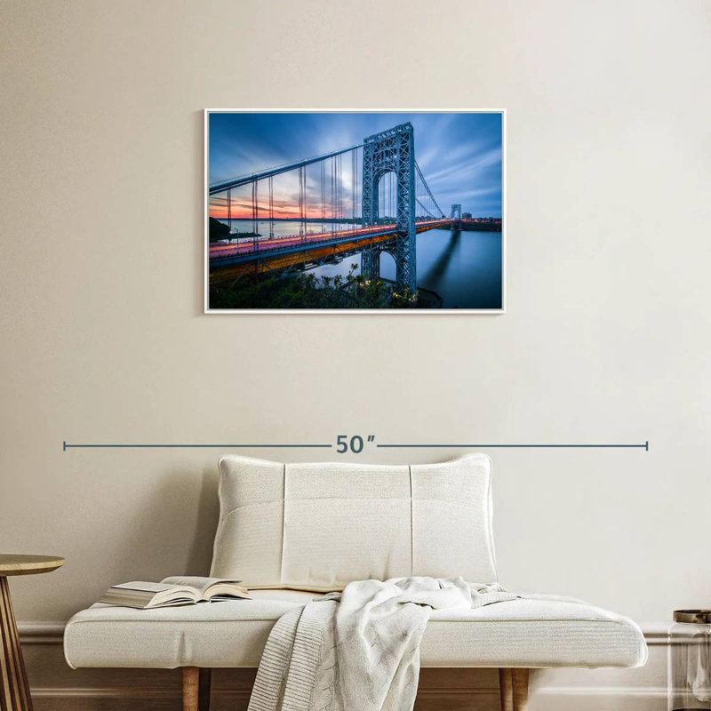 Pont George Washington à l'aube, Cadre flottant blanc, 31 po x 21 po