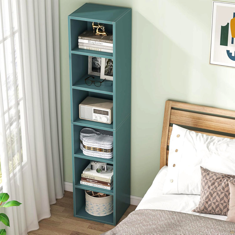 Bibliothèque en coin 70,9 po à 6 niveaux avec étagère cubique pour salon, bureau et chambre à coucher