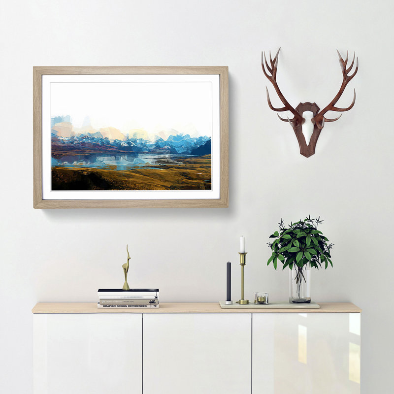 Lake Tekapo in New Zealand in Abstract - Picture Frame Graphic Art Print, 48cm H x 65cm W x 2cm D, Oak Framed