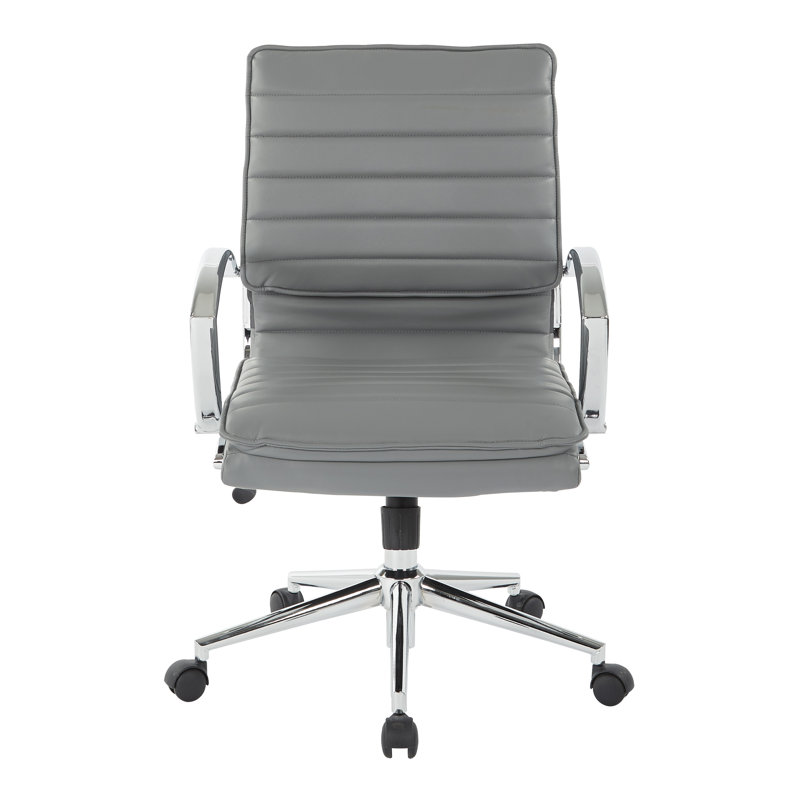 Mid Back Manager's Faux Leather Chair, Charcoal