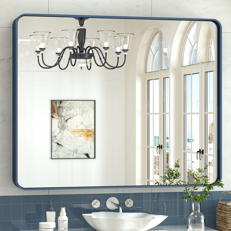 Miroir d'appoint Tyro, 48 po x 40 po, Bleu, Rectangulaire