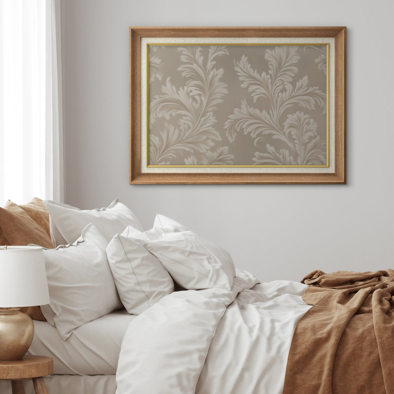 «Elegant Beige and White Floral», reproduction d'art sur papier encadrée, H 26 po x l 36 po x P 1,5 po