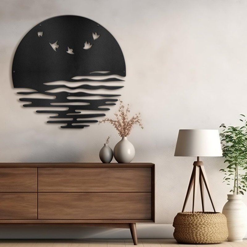 Oiseaux minimaliste moderne abstrait sculpture décorative murale décoration murale suspendue, H 30 po x l 30 po x P 0,05 po