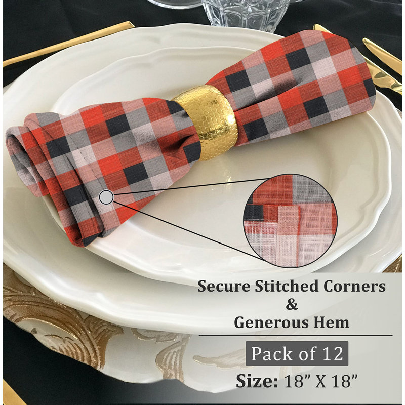 Print Cloth Napkins 100% Cotton Table Napkins Multi-Pattern Square Napkins 20+ Colors, Red/Black Box