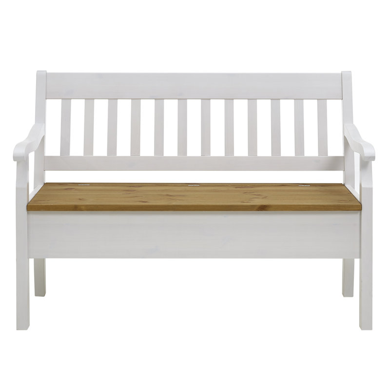 Upholstered Bench with Flip Top, 93cm H x 130.9cm W x 46cm D, White/Brown