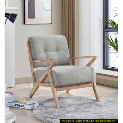 Chaise d'appoint moderne avec dossier capitonné 1 pièce Revêtement gris antique en bois d'hévéa massif Design unique gris + espace de vie principal + moderne, rustique + bois d'hévéa + bois massif