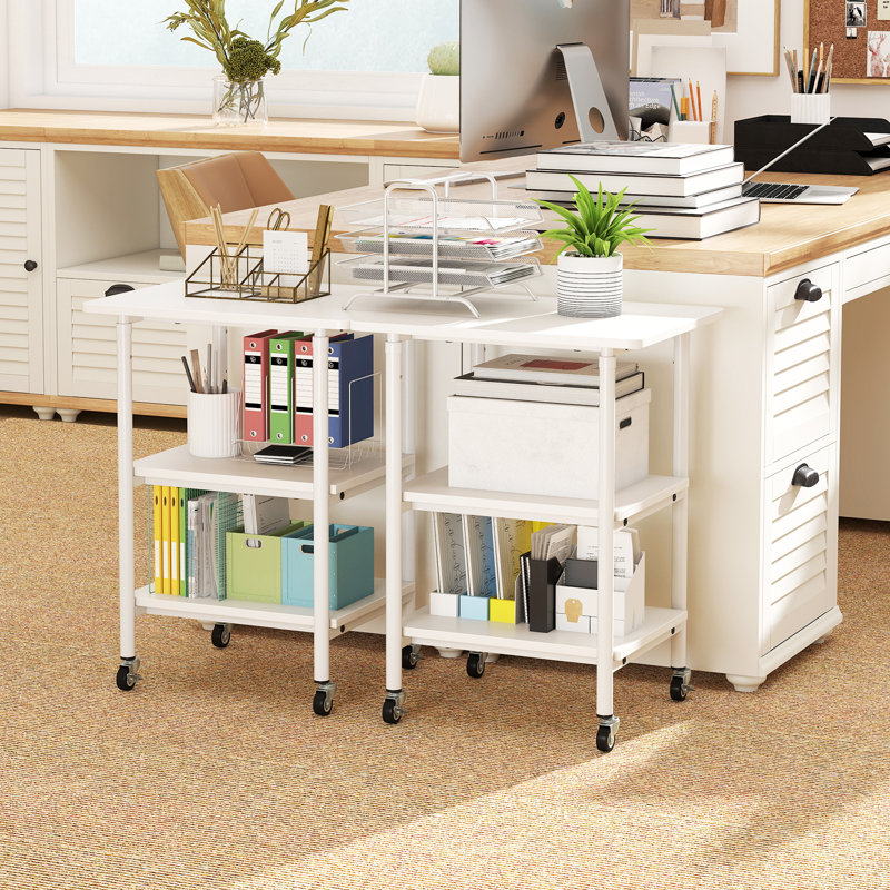 77cm H x 49cm W Printer Stand with Wheels, White