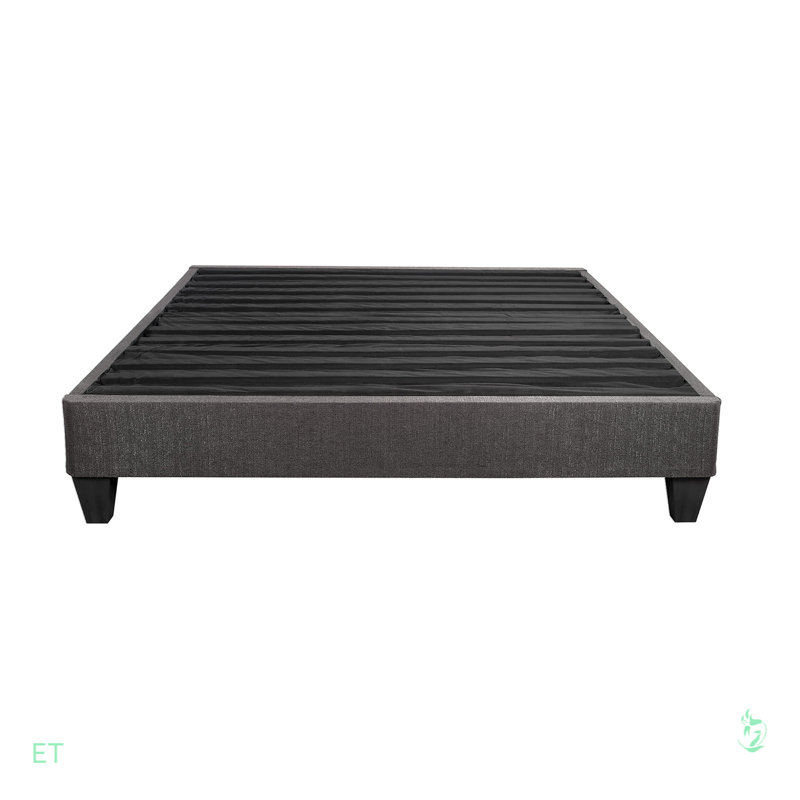 Structure de lit plateforme tapissier, Gris, Double