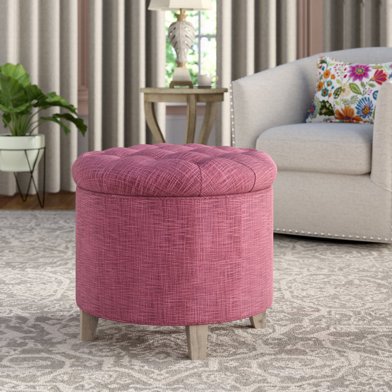 Repose-pieds rond et capitonné avec rangement de 20,8 po Nolique, Rose