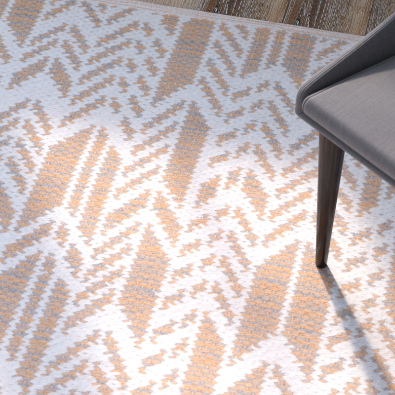 Tapis à chevrons orange / ivoire Paz, Rectangle 8 pi x 10 pi