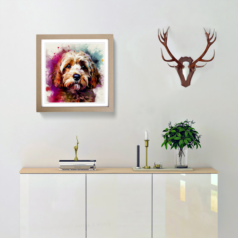Cockapoo Digital Art No.1 - Framed Print, Oak