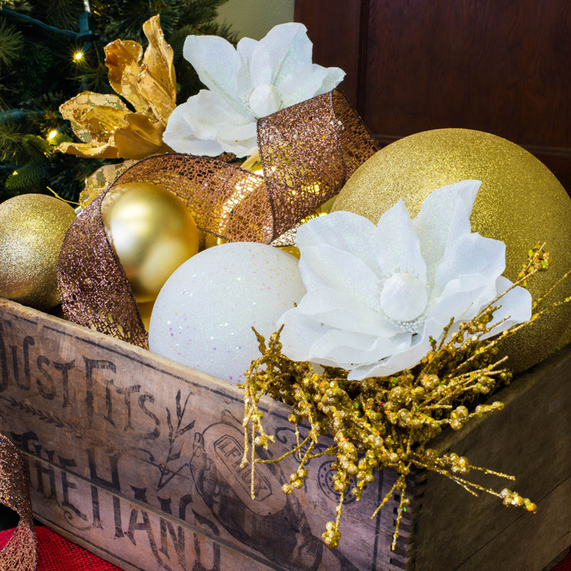 Vickerman Holiday Décor Ball Ornament, 6", Gold