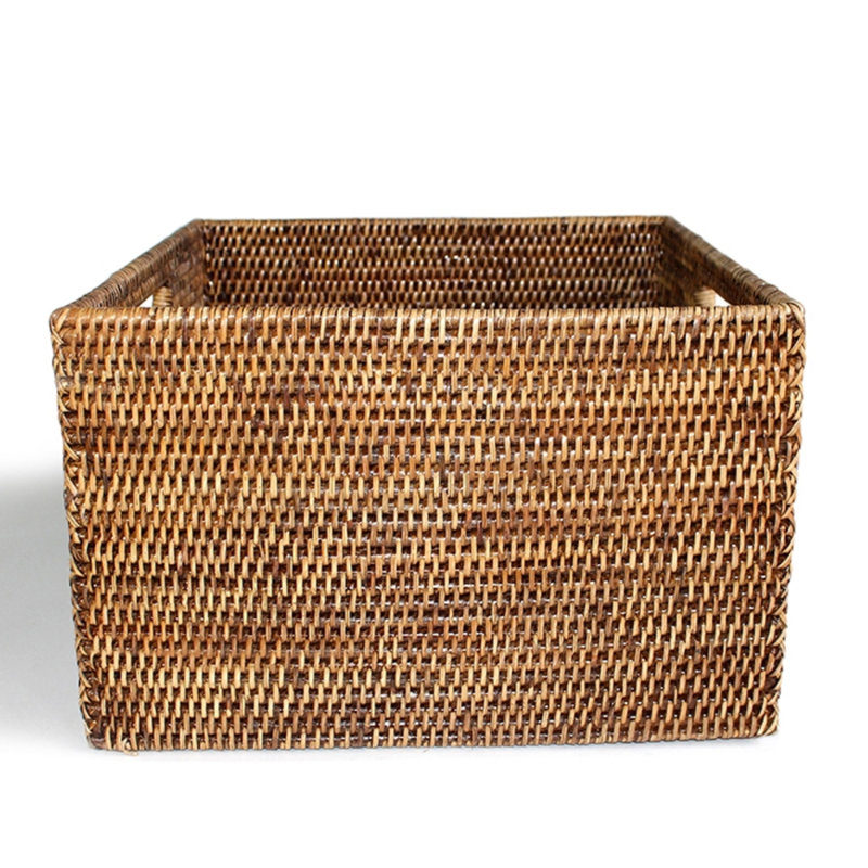 Handmade Wicker Decorative Basket, Antique Brown