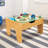 2-in-1 Wooden Activity Table with Board, Train Set and 195 Bricks-15425799