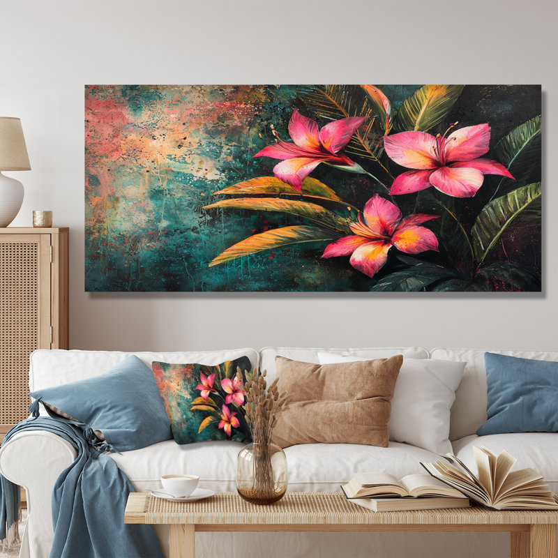 Matzke - Floral Large Wall Art, Toile tendue sur cadre, H 28 po x l 60 po, Ne s’applique pas