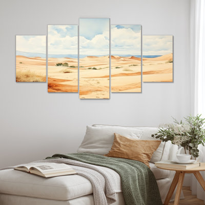 Paysage désertique de dunes de sable en Afrique II - désert, art mural multipanel