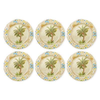 6-Piece Ikat Palm 11" Melamine Plate