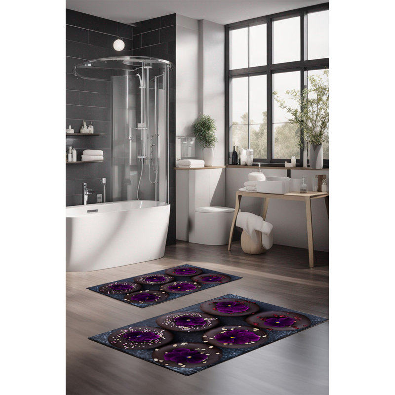 Eakly Luxury Bathmat Set (2 Pieces), 100% Polyester, 16.0 x 23.6 inches & 23.6 x 39.4 inches | Non-Slip Antibacterial Design, 0.3 in Pile Height | Machine Washable, Durable & Easy to Clean | Ideal for Bathroom Décor