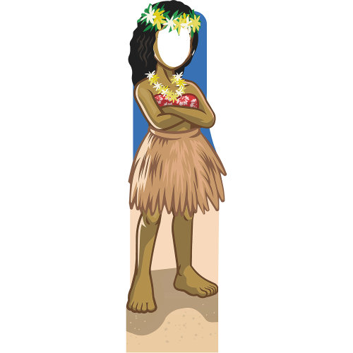 SS11214, danseuse de Hula hawaïenne, debout dans une découpe en carton debout
