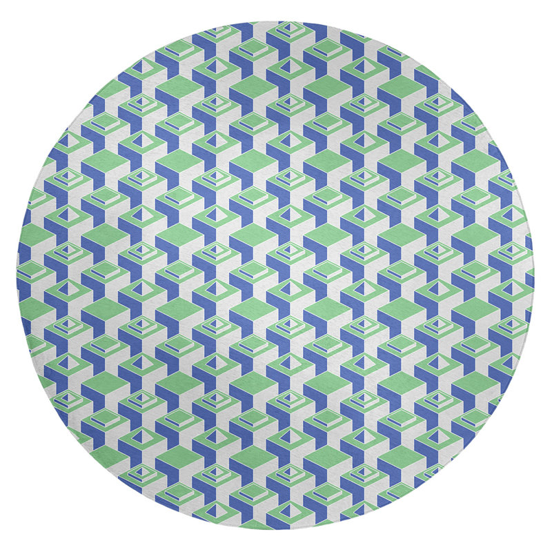 Chenille Geometric Indoor Rug, Round 5'
