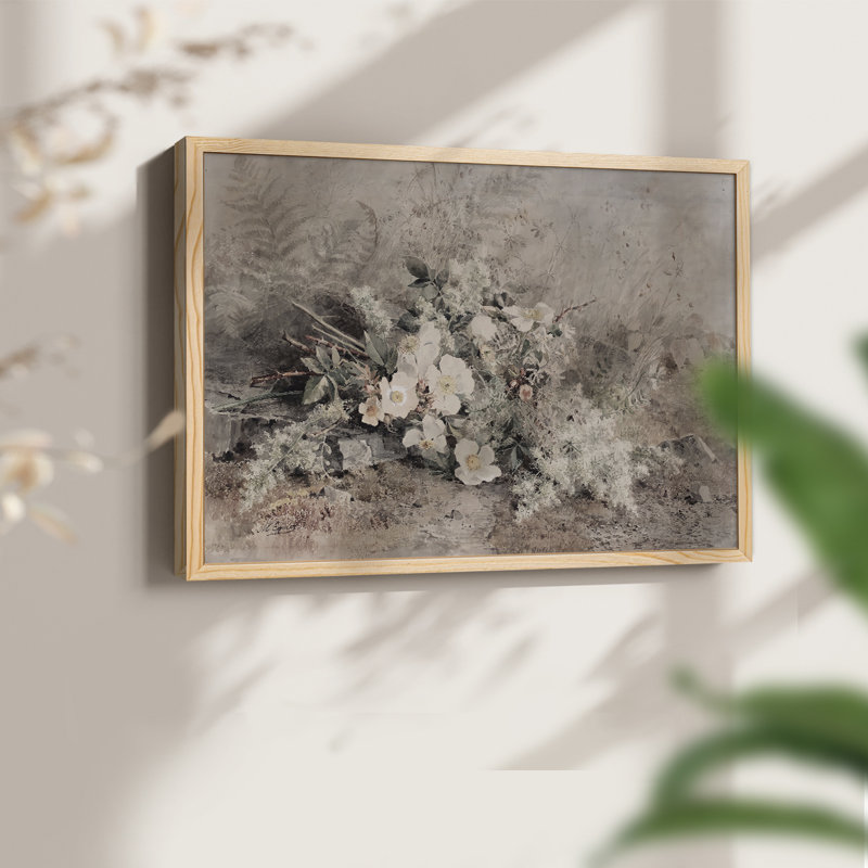 Motif floral rétro-imprimé, Naturel, H 11 po x l 14 po