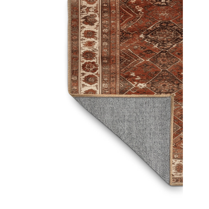 Machine Washable Persian Brown Area Rug, Square 3'