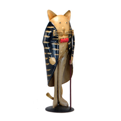 Cat Figurine with Walking Stick - Small