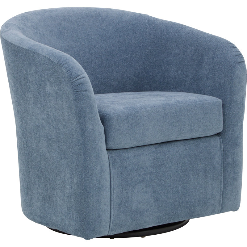 Upholstered Swivel Barrel Chair, Chloe Sky Polyester Blend