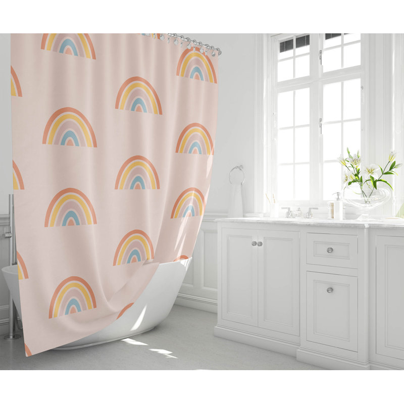 Bows Colorized Ultra-Thin Lightweight Shower Curtain, Pink