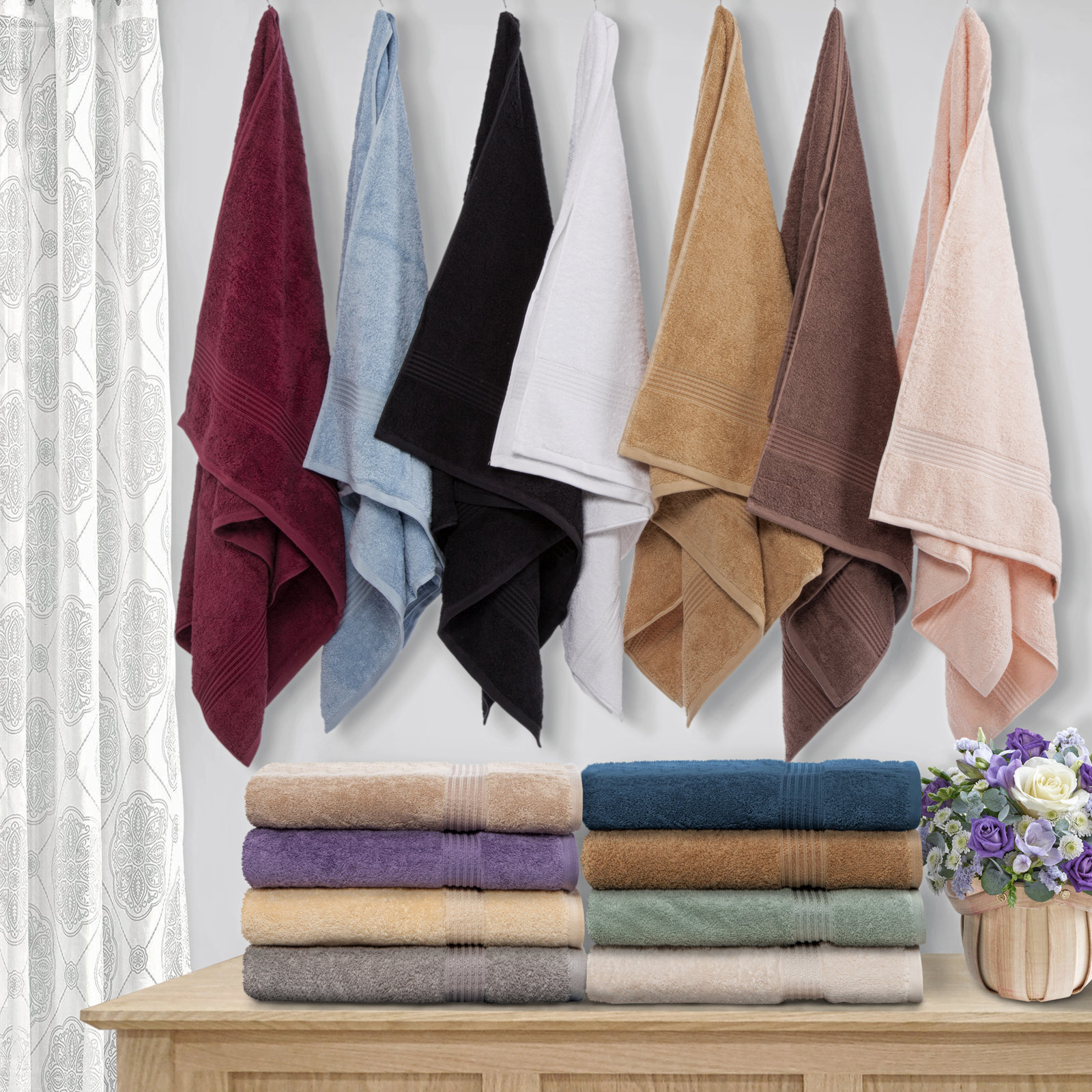 Oleg Egyptian Cotton Hand Towel Set, Silver