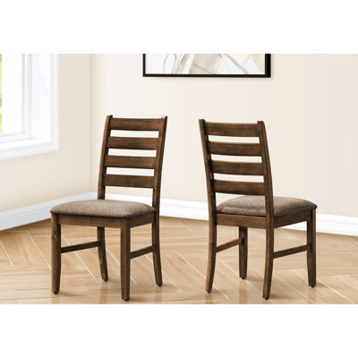 Of 2 Transitional Dining Chairs - 38" High, Antique Cherry, Brown Upholstered Fabric, For And Kitchen Spaces, Solid Wood Frame, Foam Cushioned Seat Height Fabric Upholstery, Room & Kitchen, Legs,