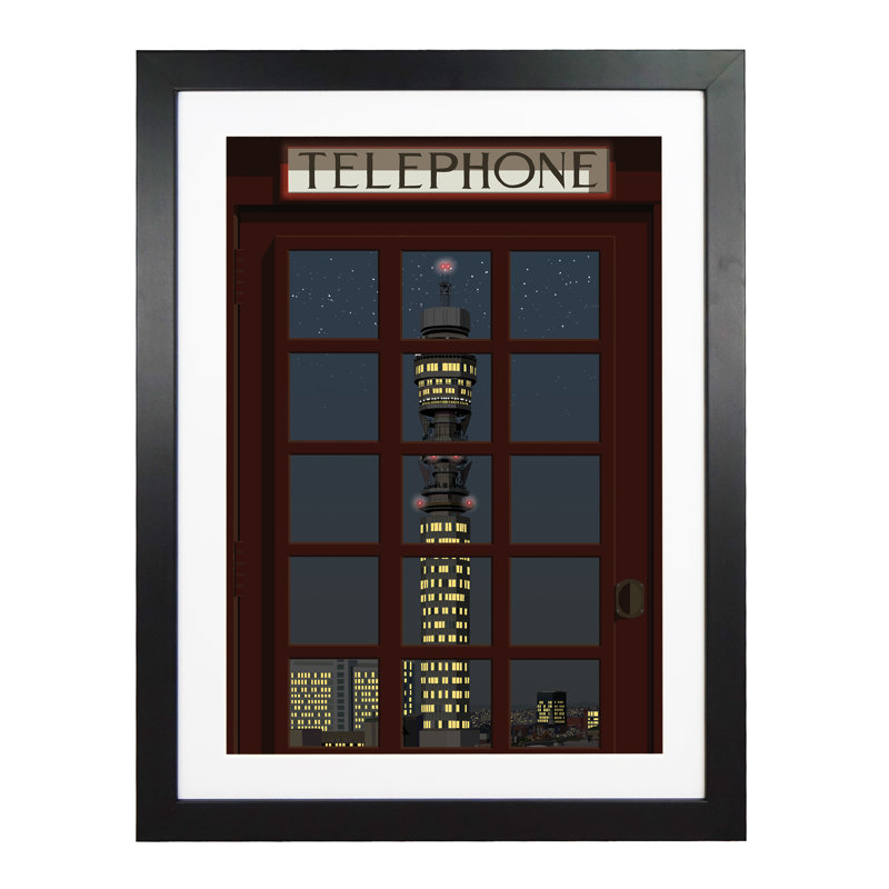 London Telephone Box 7 - Print, Black Framed, 50cm H x 40cm W x 3cm D
